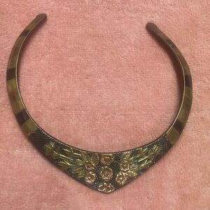 Vintage Solid Brass Cuff Necklace